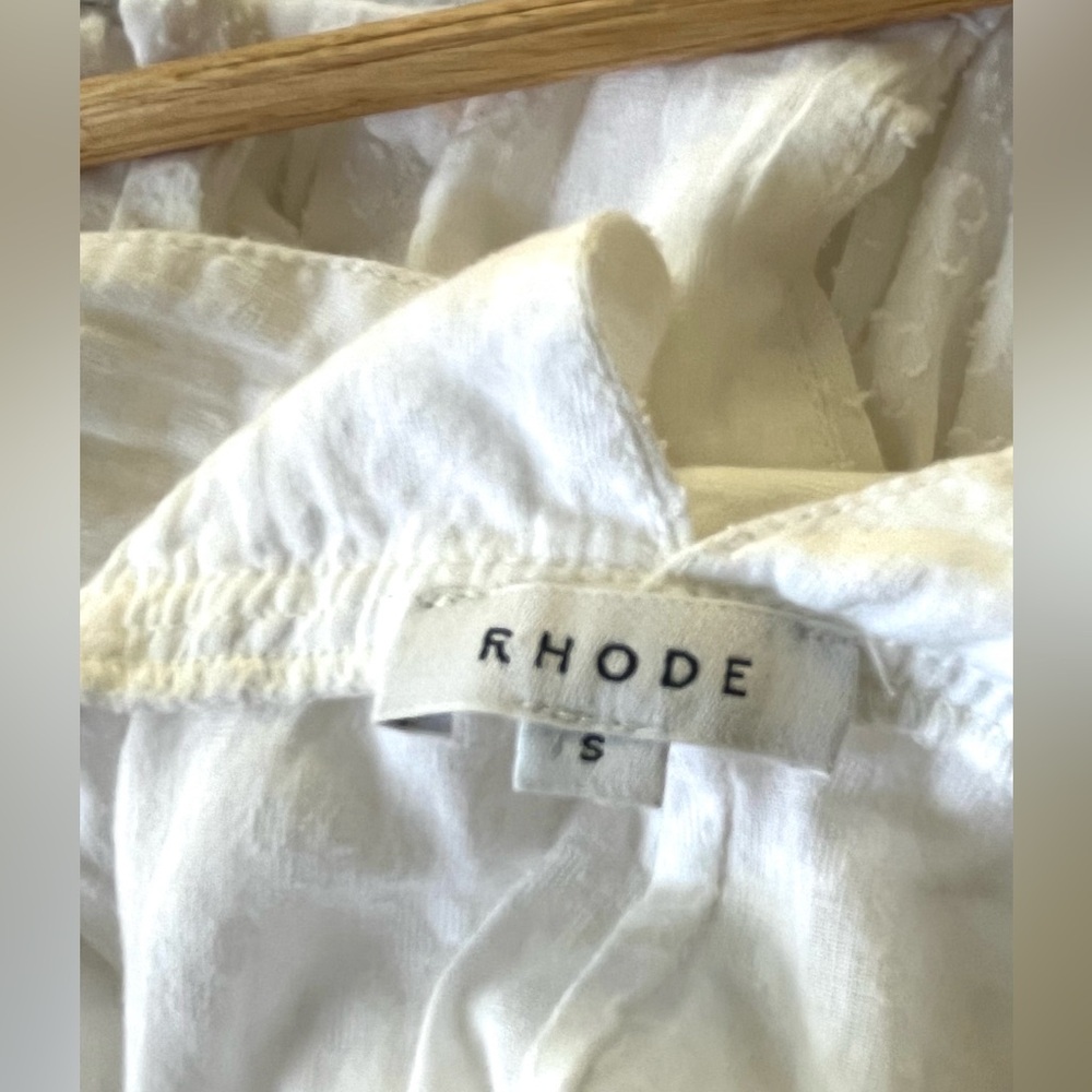 RHODE Resort Leela Tiered V-Neck White Cotton Ruffle Midi Dress – Sz. 4 Bridal - Picture 10 of 13